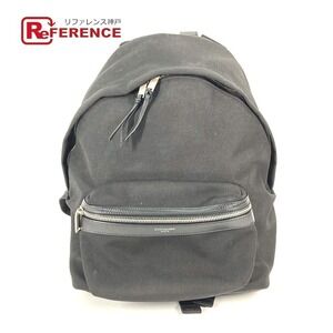 SAINT LAURENT PARIS Logo Backpack Leather Canvas Black